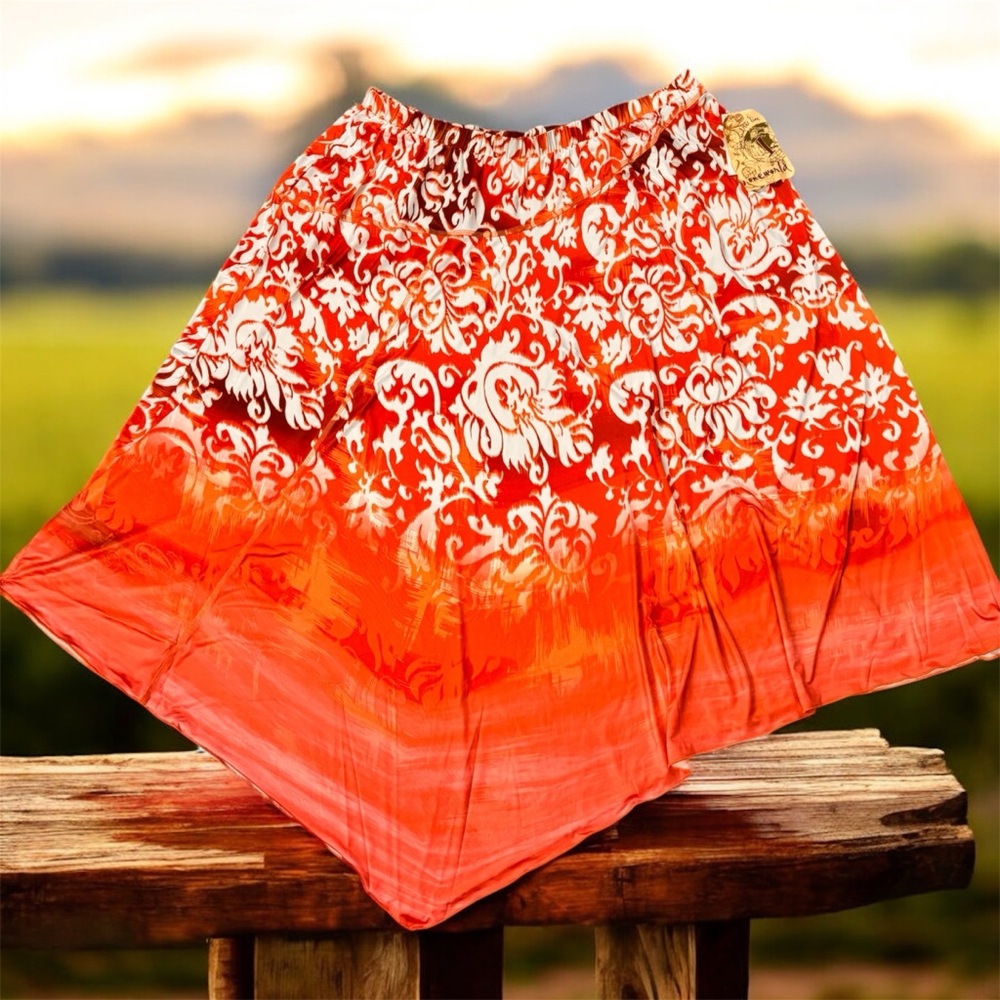 ONE WORLD Asymmetrical Skirt in Orange and White